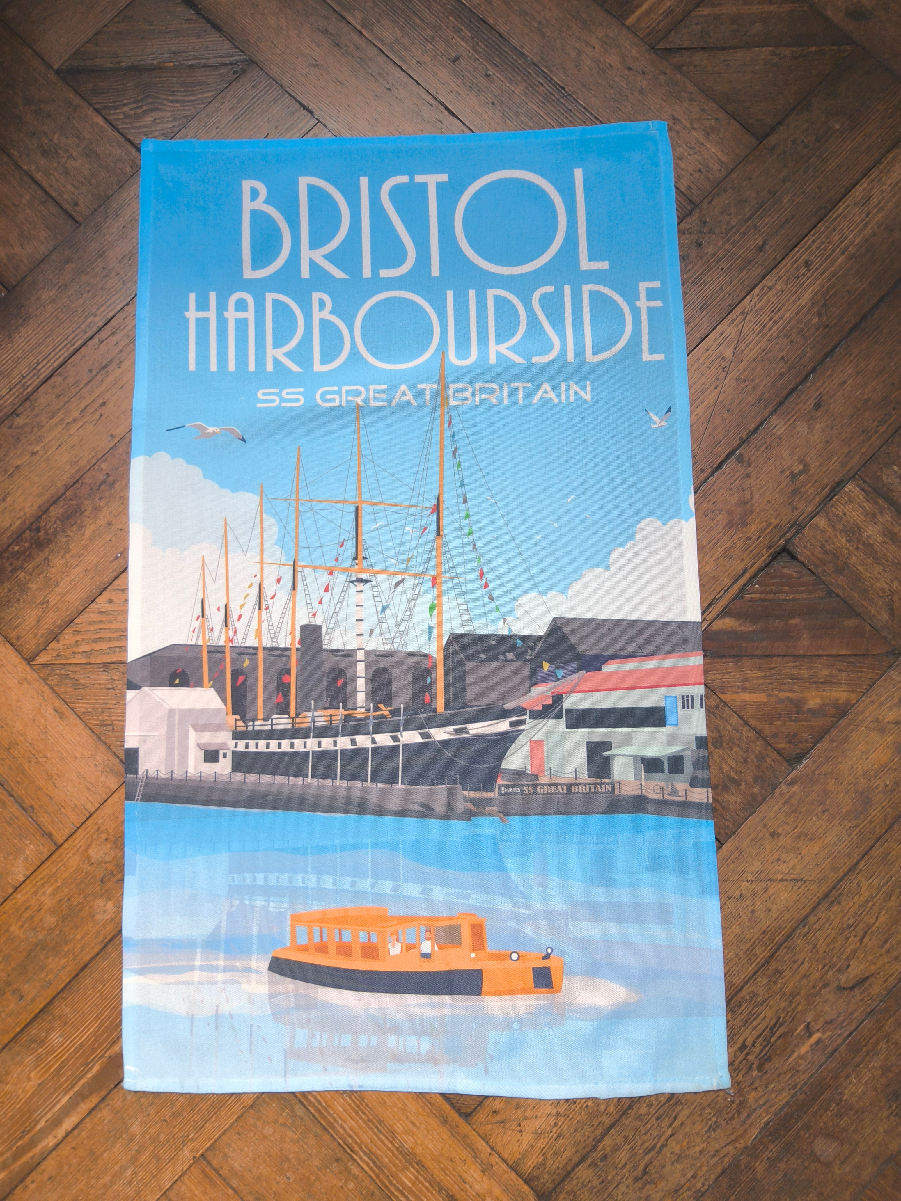 Bristol Harbourside Tea Towel — SS Great Britain