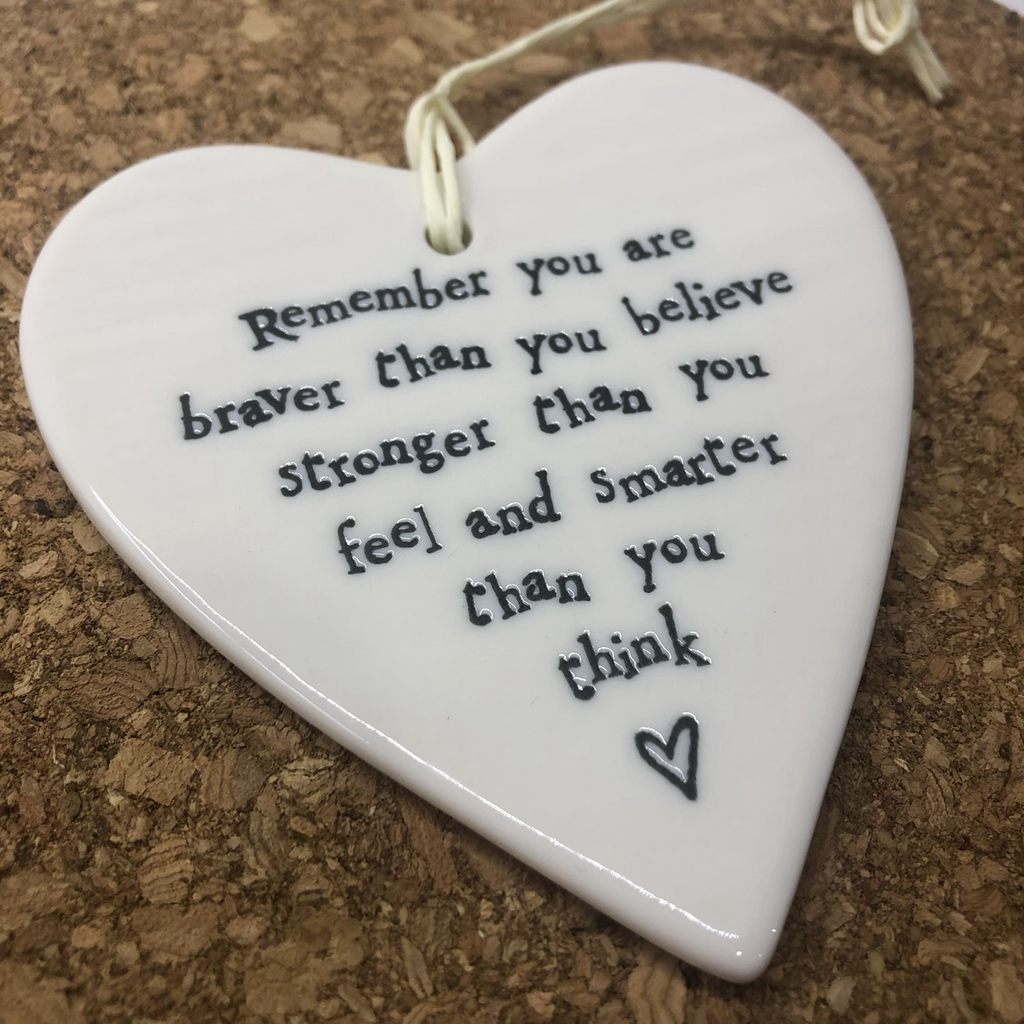 Ceramic Hanging Heart  Remember You Are Braver image 2