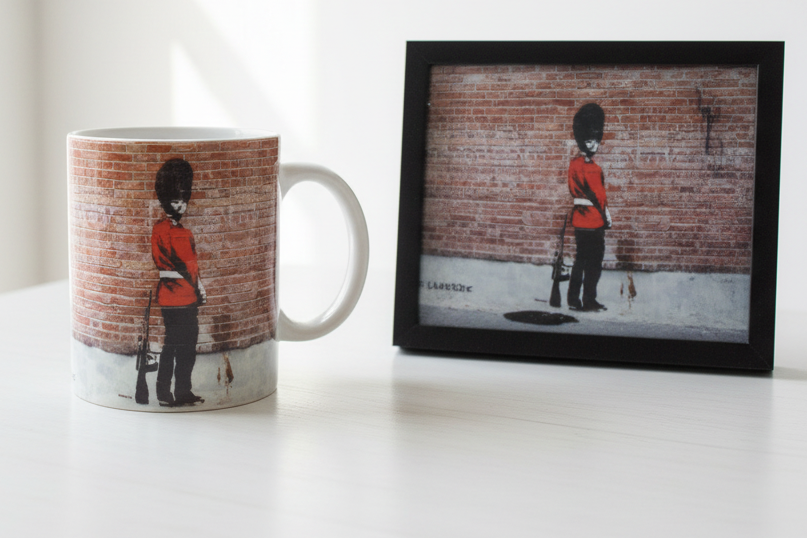 Banksy Peeing Soldier Mug Lifestyle