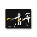 Banksy Pulp Fiction ceramic fridge magnet on white background