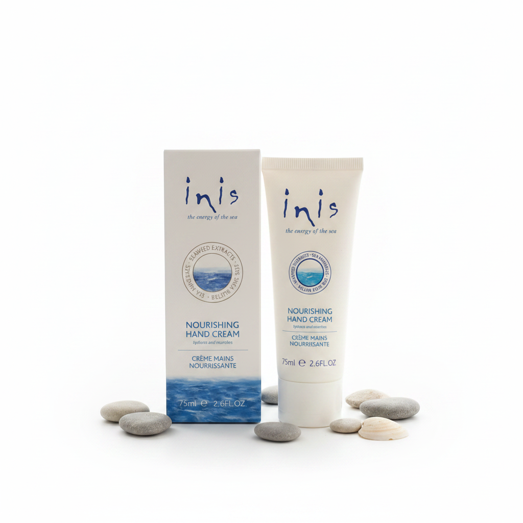 Inis Energy of the Sea Nourishing Hand Cream 75ml — box and tube on clean white background