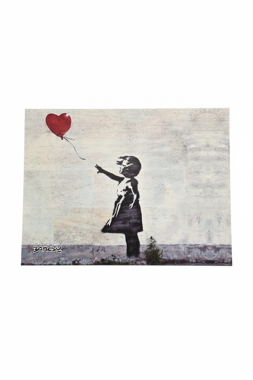 Banksy postcard on white background