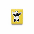Banksy Panda with Guns ceramic fridge magnet on white background