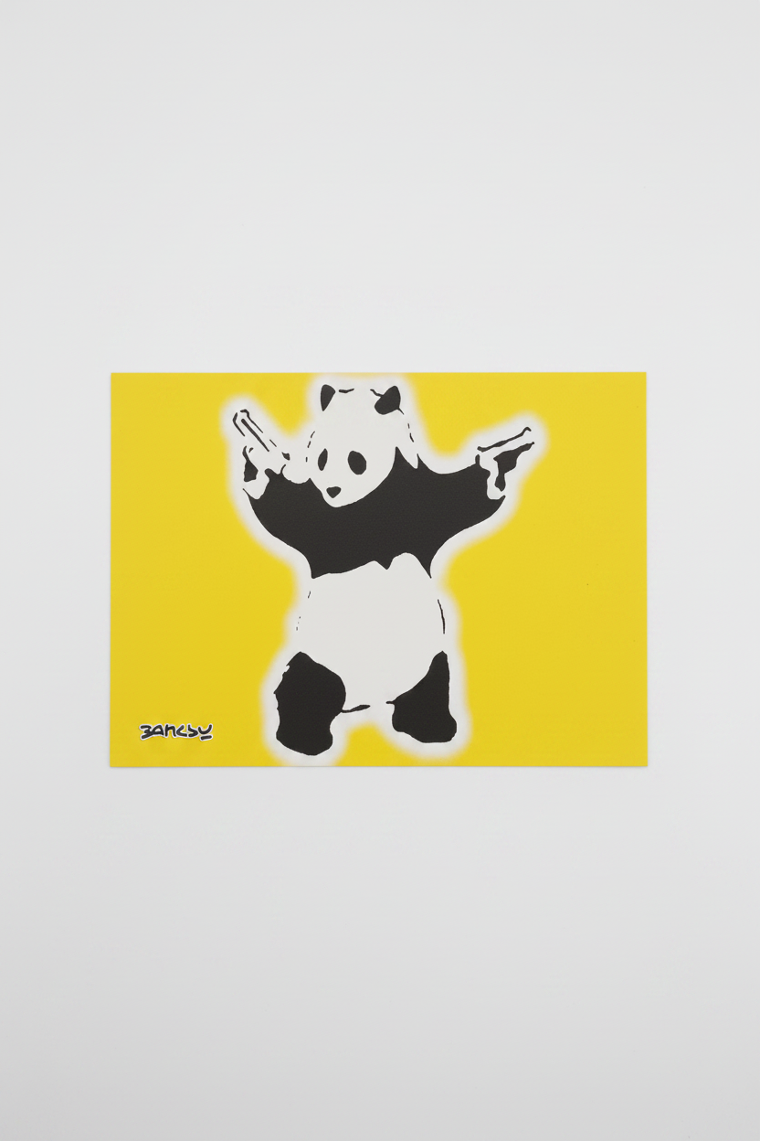 Banksy postcard on white background