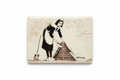 Banksy Maid in London ceramic fridge magnet flat lay on white background