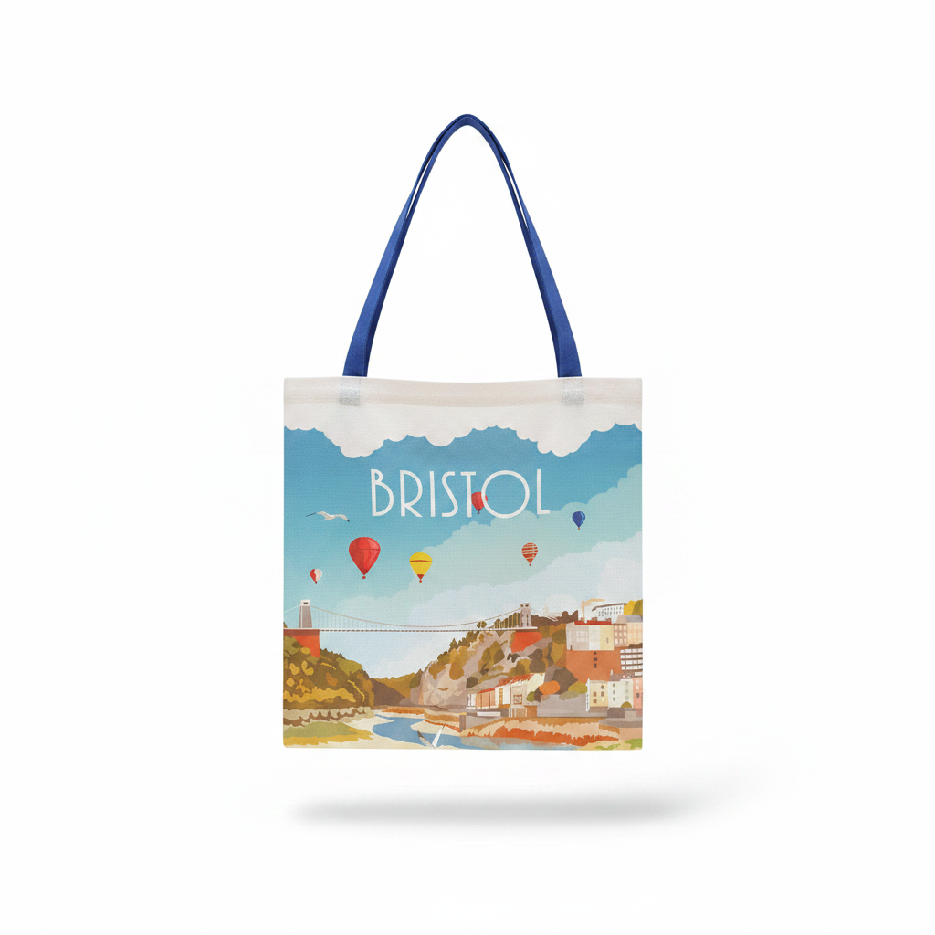 Bristol tote bag on clean white background, product photography