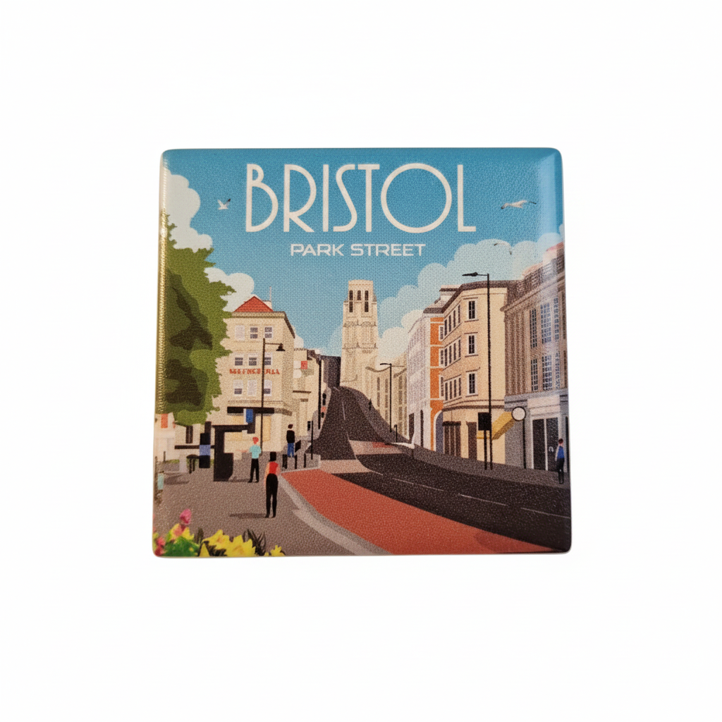 Bristol Park Street ceramic magnet flat lay on white background