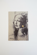 Banksy Girl With Burst Eardrum postcard on white background