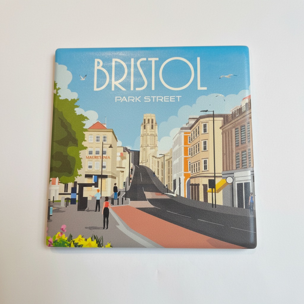 Bristol Park Street ceramic coaster on white background