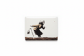 Banksy Aachoo sneezing woman ceramic fridge magnet flat lay on white background