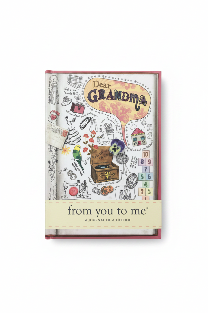 From You To Me Dear Grandma journal flat lay on white background