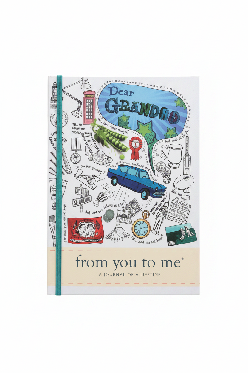 From You To Me Dear Grandad journal flat lay on white background