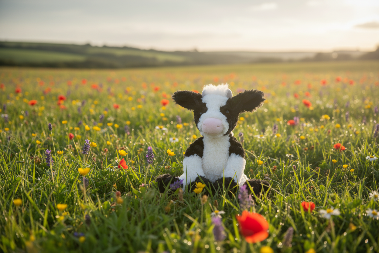 Mathilda Cow Soft Toy in a Field